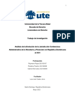 Análisis de La Evolución de La Jurisdicción Contenciosa Administrativa de Lo Monetario y Financiero en República Dominicana Al 2021