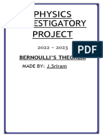 Physics Investigatory Project: Bernoulli'S Theorem