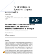 Introduction À La Recherche-Action - Modalités D'une Démarche Théorique Centrée Sur La Pratique