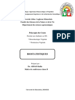 Cours Et Exercices Biostatistique M1BV Et PV