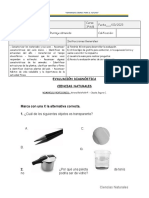 Ev. Diagnóstica 3° Básico Cs. Naturales