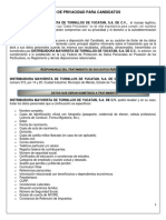 Aviso de Privacidad para Candidatos