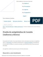 Prueba de Antiglobulina de Coombs (Indirecta y Directa) - Cigna