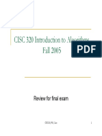 CISC 320 Introduction To Algorithms Fall 2005: Review For Final Exam