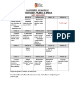 Calendario Mensual de Actividades Y Pruebas 2° Básico: MES: ABRIL 2023