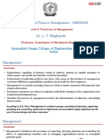 Project and Finance Management - 1MEHS409: Dr. L. Y. Waghmode