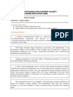 Table of Specifications (Tos) Content Validity and Outcomes-Based Education (Obe)