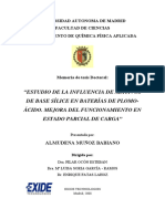 Estudio de La Influencia de Aditivos de Base Sílice en Baterías de Plomo-Ácido. Mejora Del Funcionamiento en Estado Parcial de Carga