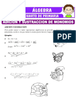 Adicion y Sustraccion de Monomios para Cuarto de Primaria