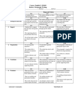 Assignment 2 Rubric-Paragraph-Writing