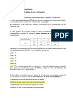 Exercícios n.4 Análise de Investimentos