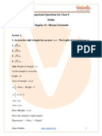 Important Questions For Class 9 Maths Chapter 12 - Heron's Formula