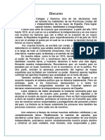 Discurso para El 9 de Julio de 1816