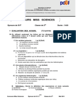 Concours Miss Sciences: Epreuve de SVT Classe de 2 Durée: 1h30