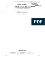 Methods of Physical Tests For Hydraulic Cement: Indian Standard