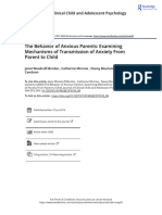 The Behavior of Anxious Parents Examining Mechanisms of Transmission of Anxiety From Parent To Child