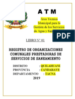 Libro #01 Registro de Organizaciones Comunales Prestadoras de Servicios de Saneamiento