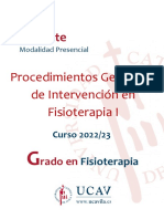 Guía Docente: Procedimientos Generales de Intervención en Fisioterapia I