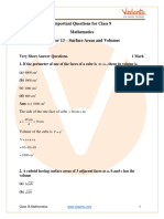 Important Questions For Class 9 Mathematics Chapter 13 - Surface Areas and Volumes