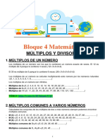 Bloque 4 Matemáticas: Múltiplos Y Divisores