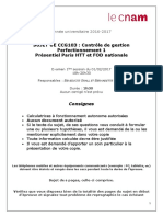 SUJET UE CCG103: Contrôle de Gestion Perfectionnement 1 Présentiel Paris HTT Et FOD Nationale