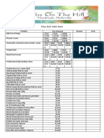 Herbs On The Hill Price List