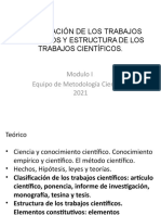 Clasificación de Los Trabajos Científicos Y Estructura de Los Trabajos Científicos