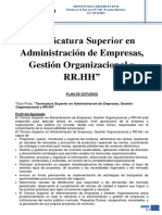 Tecnicatura Superior en Administración de Empresas, Gestión Organizacional y RR - HH