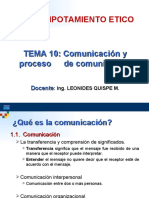 Ud: Compotamiento Etico: TEMA 10: Comunicación y Proceso de Comunicación