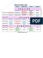 Horario de Clases 2023 O R A C I Ó N: Hora Lunes Martes Miércoles Jueves Viernes