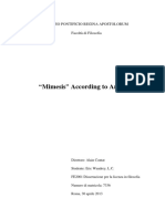 "Mimesis" According To Aristotle: Ateneo Pontificio Regina Apostolorum Facoltà Di Filosofia