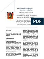 Determinación de La Constante de Ionización Del Acido Acético