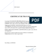 Certificat de Travail