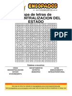 Sopa de Letras de Descentralizacion Del Estado