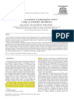 Cold Plasma Treatment of Polypropylene Surface: A Study On Wettability and Adhesion