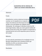 Obstáculos y Características de Los Sistemas de Información en Salud: Una Revisión Sistemática de La Literatura