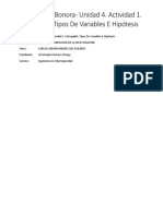 Unidad 4. Actividad 1. Entregable. Tipos de Variables E Hipótesis PDF