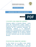 Origenes Del Derecho Minero: Universidad Nacional de Huancavelica Facultad de Derecho Y Ciencias Políticas