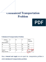 Transportation Problem Unbalanced