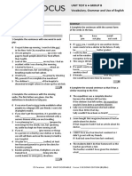 Focus3 2E Unit Test Vocabulary Grammar UoE Unit6 GroupB