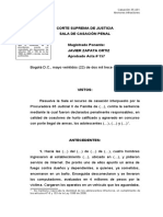 Corte Suprema de Justicia Sala de Casación Penal Magistrado Ponente: Javier Zapata Ortiz Aprobado Acta # 157