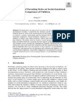 The Influence of Parenting Styles On Social-Emotional Competence of Children