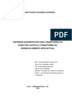 Critérios Diagnósticos para Transtorno Do Espectro Autista e Transtorno Do Desenvolvimento Intelectual