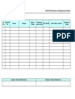 Earthpit Resistance Testing Recordsheet