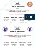 Certificate of Recognition - Interpretatibong Pagbasa (Filipino)