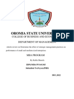 Oromia State University: College of Business and Economics Department of Management