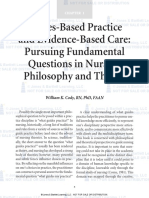 Valued Based Practice and Evidence Based Care - Pursuing Fundamental Questions in Nursing Philosophy and Theory