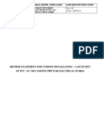 Method Statement For Conduit Installation - Cast in Situ of PVC / Gi / Ms Conduit Pipe For Electrical Works