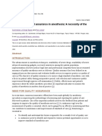 Quality Control and Assurance in Anesthesia: A Necessity of The Modern Times