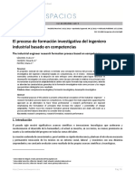 El Proceso de Formación Investigativa Del Ingeniero Industrial Basado en Competencias